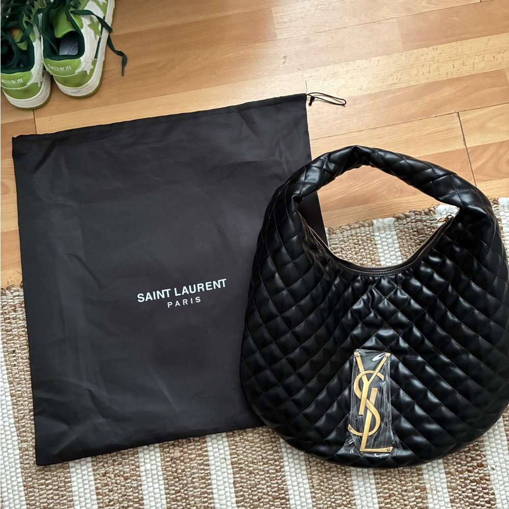 Saint Laurent Black Quilted Hobo Bag